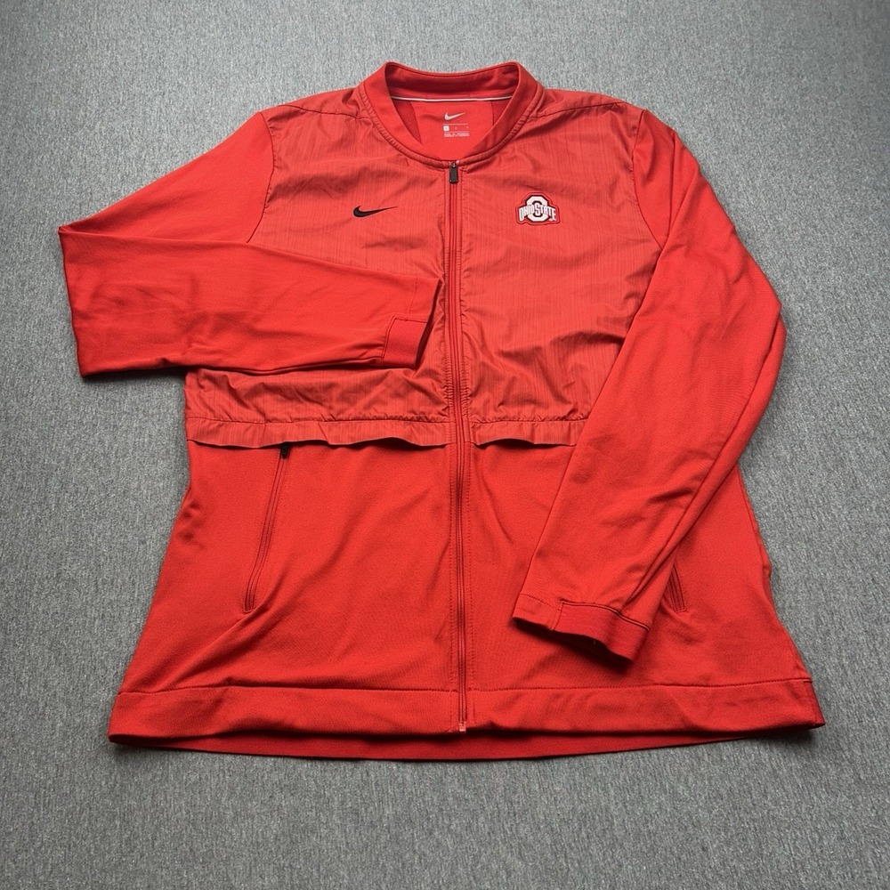 NIKE Ohio State Buckeyes Full Zip Jacket Mens Large‎ Red Windbreaker Block O - Picture 2 of 16